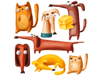 Long Noses animals art cartoob cat dog doodle fun illustration