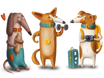 I really love Dogs! cartoon corgi dachshund dog illustration terrier