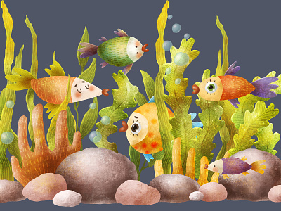 Under the sea animals cartoon character design doodle drawing illustration mermaid sea sea creatures seafood summer