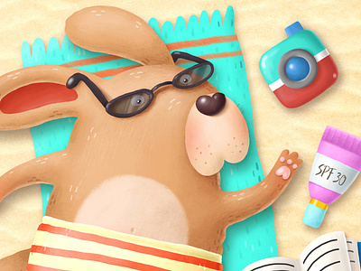 On The Beach animals cartoon character design dog doodle drawing illustration