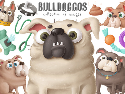 Bulldoggos collection bulldog cartoon character comic design dogs doodle illustration puppy