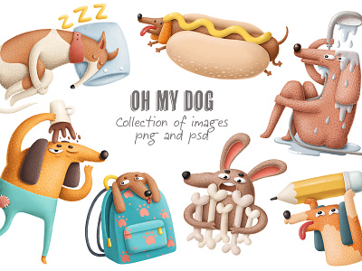 Dogs characters animals cartoon character design digital dogs dog doodle illustration nursery print