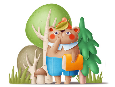 Hello october 3d animals art bear cartoon character forest illustration plasticine wild woodland