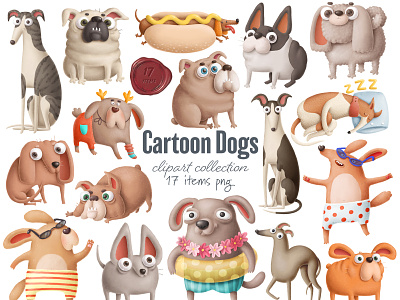 cartoon dogs clipart animals art character character design clipart design dog dog illustration dogs doodle drawing print
