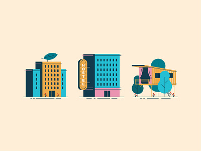 Vacation Stays flat geometric hostel hotel illustration travel vacation