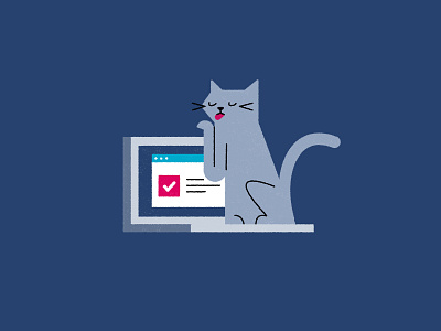 Pro-cat-inate cat flat geometric illustration laptop texture