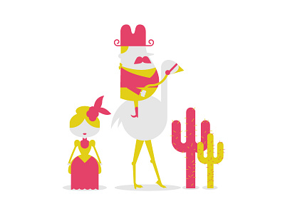 Western Dude and an Ostrich animal cowboy illustration minimalistic ostrich simple western