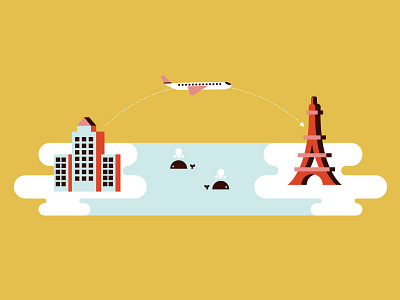 Travel Abroad airplane buildings eiffel tower fly holidays illustration travel water whale