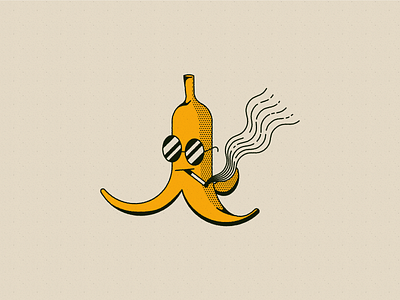 Vectober 12 - Slippery banana character cigarette flat geometric illustration inktober line art peel smoking sunglasses texture vectober