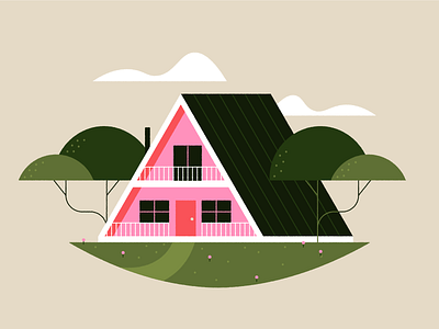 Vectober 15 - Outpost a frame cabin cabin flat forest geometric house illustration inktober nature outpost secluded texture vectober