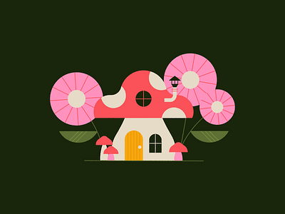 Vectober 11 - Disgusting cottage flat flower garden geometric house illustration inktober mushroom texture vectober