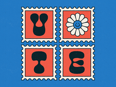 Vote! election flat illustration line art postage stamp texture vote