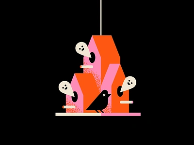 Haunted Birdhouse birdhouse dead flat geometric ghost halloween illustration spooky texture