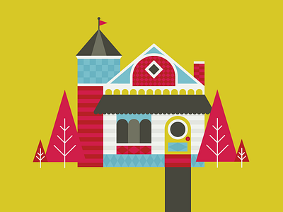 Cute House architecture geometric house illustration victorian
