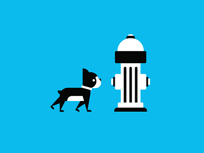 Susie and thefire hydrant boston design dog fire geometric graphic hydrant illustration puppy terrier