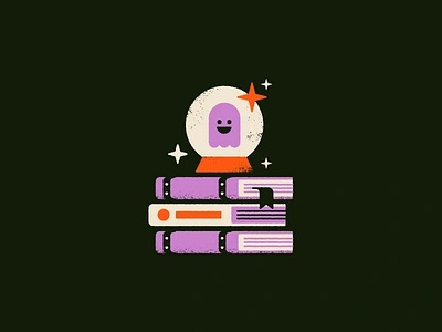 Vectober 01: Book crystal ball ghost halloween haunted illustration magic spooky vectober