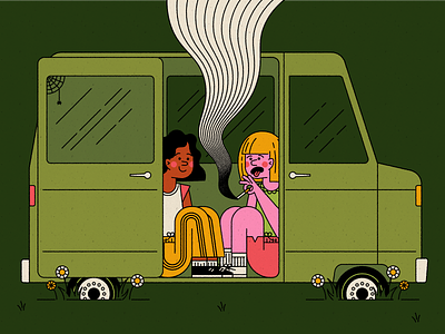 Vectober 02: Guilty childhood children cigarette illustration kids scandalous smoking van