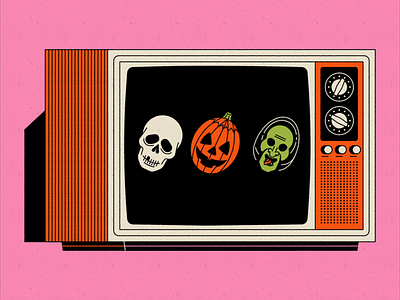 Vectober 06: Mask animation halloween illus illustration line art mask pumpkin retro skull tv vectober witch