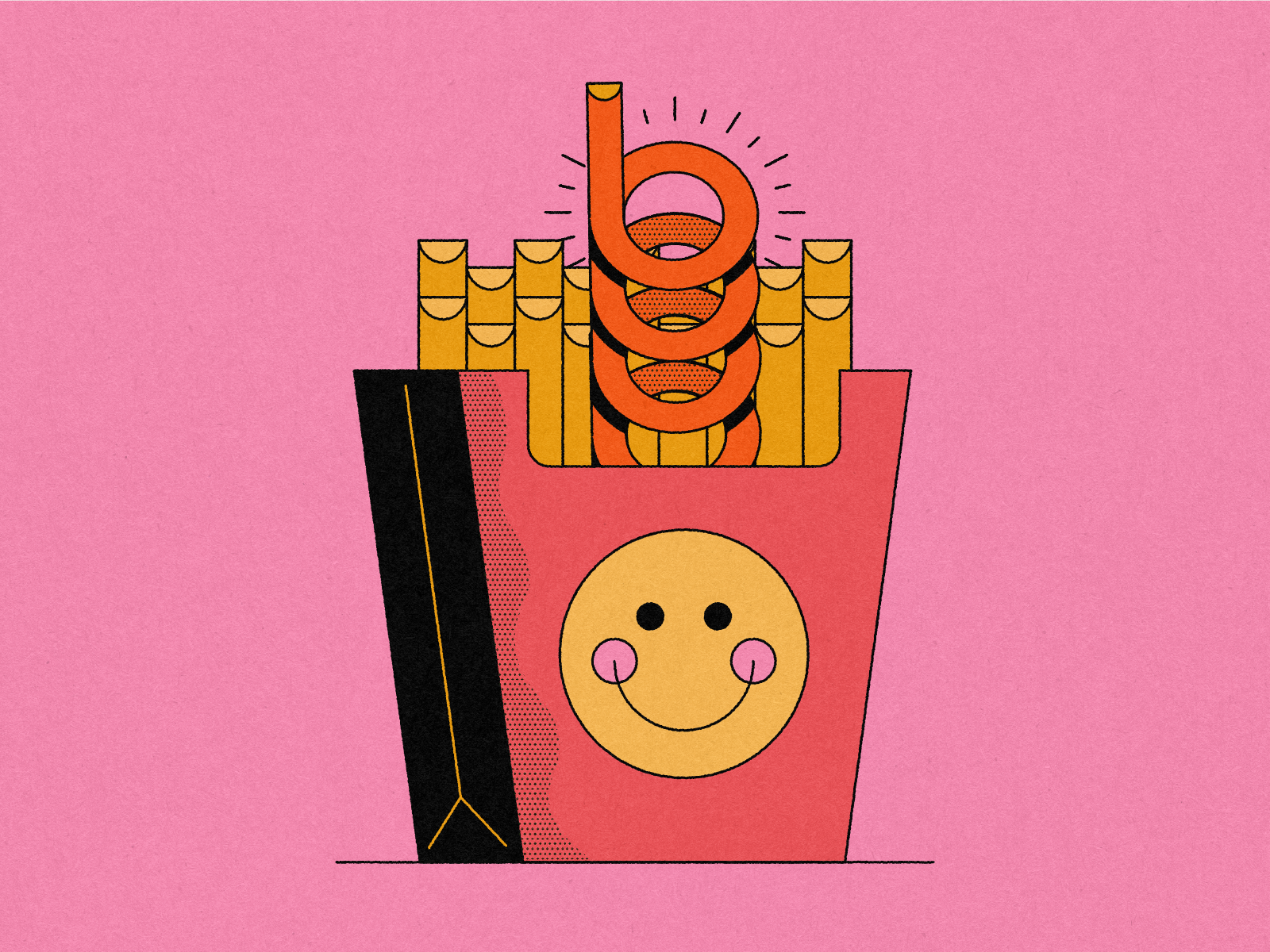 Vectober 25: Unexpected snacks fast food food curly fry french fry illustration