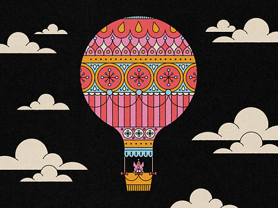 Drawcember: Merry Christmas christmas clouds dog hotair balloon illustration line art pattern