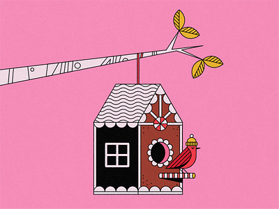 Drawcember: Gingerbread House bird bird house christmas gingerbread gingerbread house holidays illustration nature winter