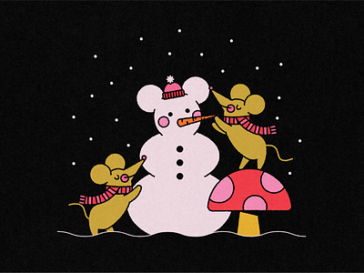 Drawcember: Snowman christmas illustration line art mice mouse nature snow snowman winter