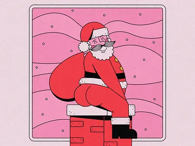 Drawcember: Deck the Halls booty butt chimney christmas holidays illustration santa santa claus snow