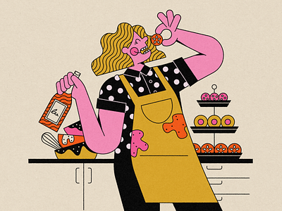 Baking baking cookies illustration line art wine