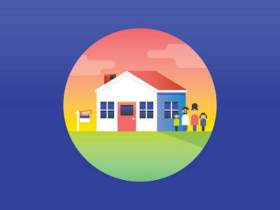 Happy Family family gradient house illustration killer infographics sunrise sunset