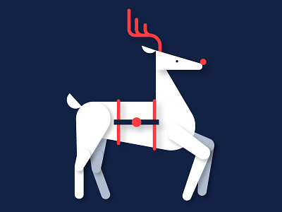 Happy Halloween christmas geometric holiday illustration paper cut reindeer
