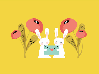 The Cuteness bunny flower illustration letter rabbit