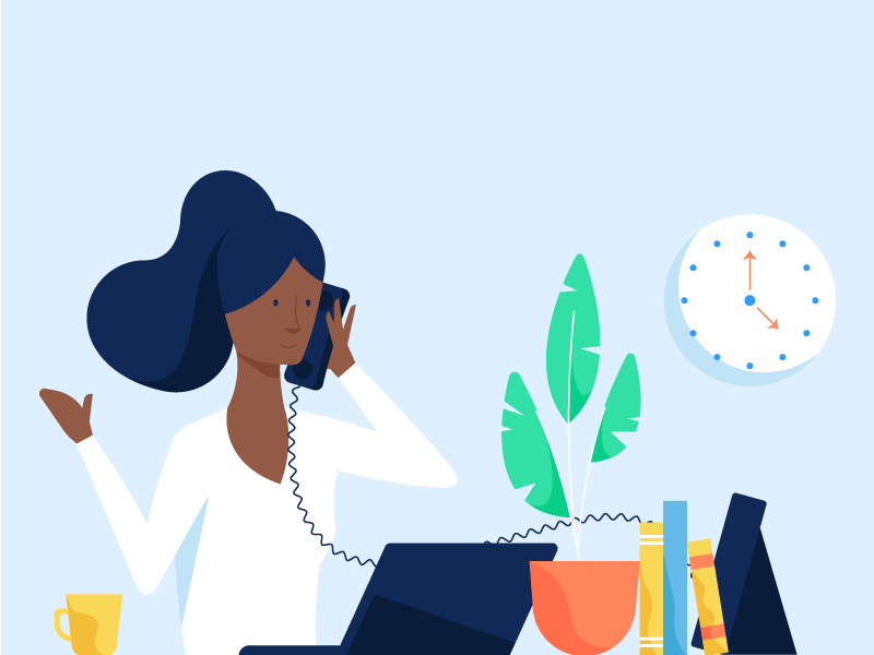 Hero Illustration hero desk office character design flat illustration