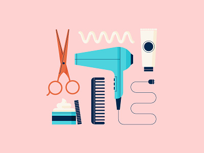 Hair Products hair illustration pastels salon scissors