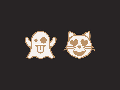 Emoji Logo cat emoji ghost illustration line art logo