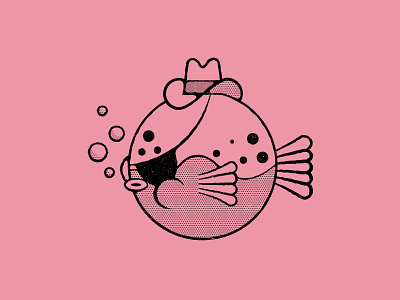 Vectober 10/01 - Poisonous cowboy evil illustration inktober line art pink puffer fish texture vectober venom