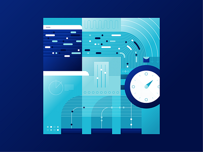 Outline Header abstract computer flat geometric illustration process system time