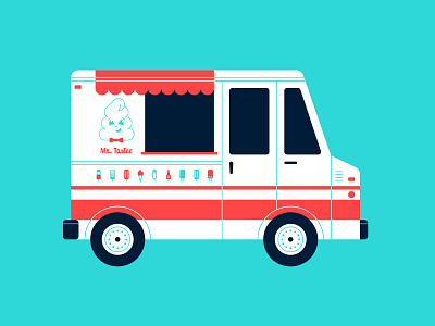 Vectober 25 - Tasty flat food truck geometric ice cream ice cream truck illustration inktober mr. tastee vectober