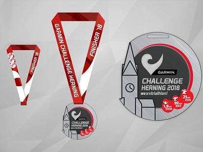 Garmin Challenge Herning 2018 Finisher Medal branding challenge concept denmark design finisher illustration medal ribbon vector