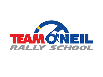 Team O'Neal Rally School Logo blue flat klpa logo minimal minimalist racing rally red steering wheel white