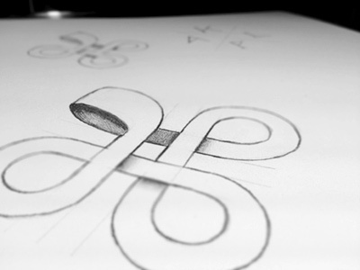KLPA Logo Sketch curve fleur de licious flow klpa line logo loop pencil print rough script sketch symbol symbolism wip