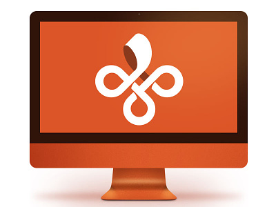 Desktop computer with logo. bang cross flow illustration imac klpa logo orange photoshop render rendering script