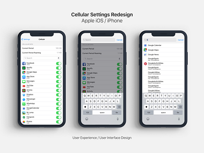 iOS / iPhone Cellular Settings Redesign app design ui ux