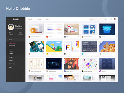 Dribbble PC version design interface ui ux web