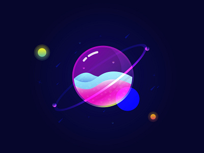 Glass Planet design illustration planet space vector