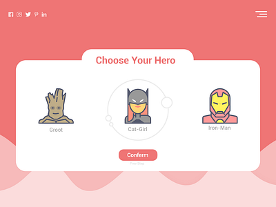 Choose Hero 100 day project 100 day ui challenge 100 ui design challenge choose design heroes illustration ui vector web app web application
