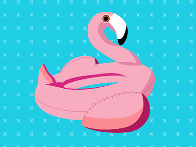 It's summer time! blue chill flamingo flat design graphic design illustration illustrator pink pool