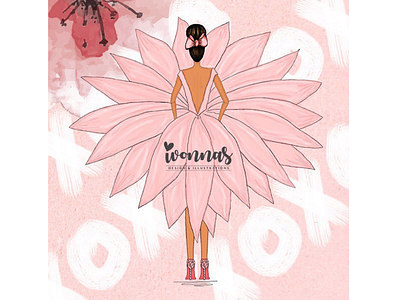 Flower girl drawing dress fashion flower girl girly handdrawing heels highheels illustration illustrations illustrator pink pinkish sketch sketching tie