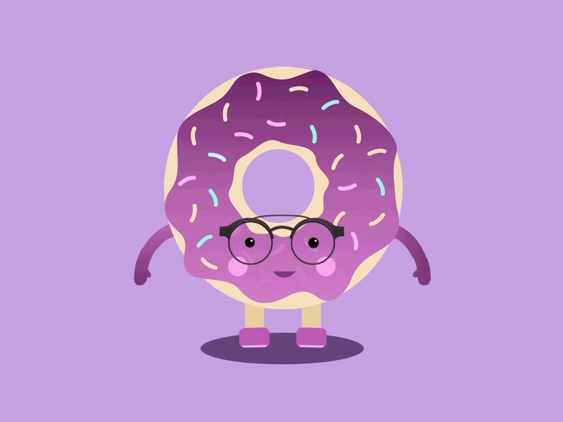 The jumping donut creativity design donut illustrator motion motiondesign principle purple sketch sparkles