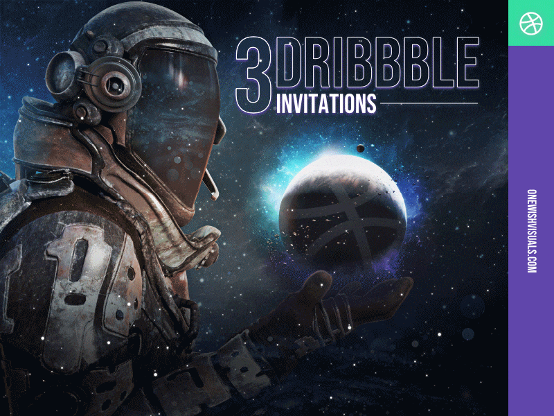 Dribbble Space Invitations artwork astronaut composition design designer graphic design inspiration onesiwishvisuals photoshop planets sketch space