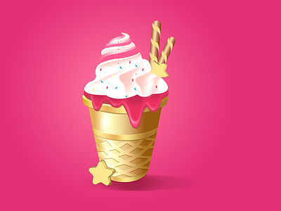 Ice cream cone food illustration ui web